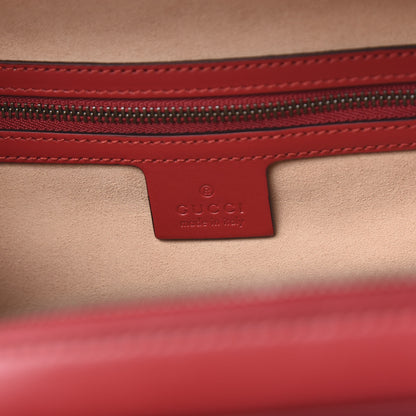 Gucci Calfskin Matelasse Sylvie Web Small GG Marmont Top Handle Shoulder Bag Hibiscus Red 5 of 10