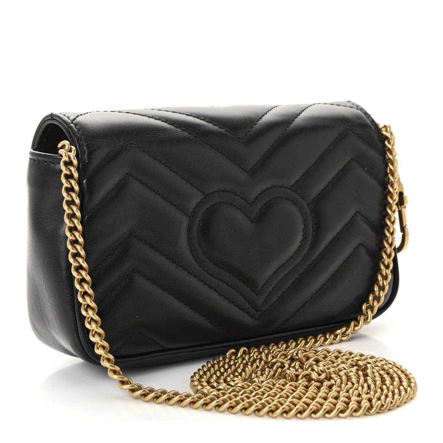Calfskin Matelasse Super Mini GG Marmont Shoulder Bag Black