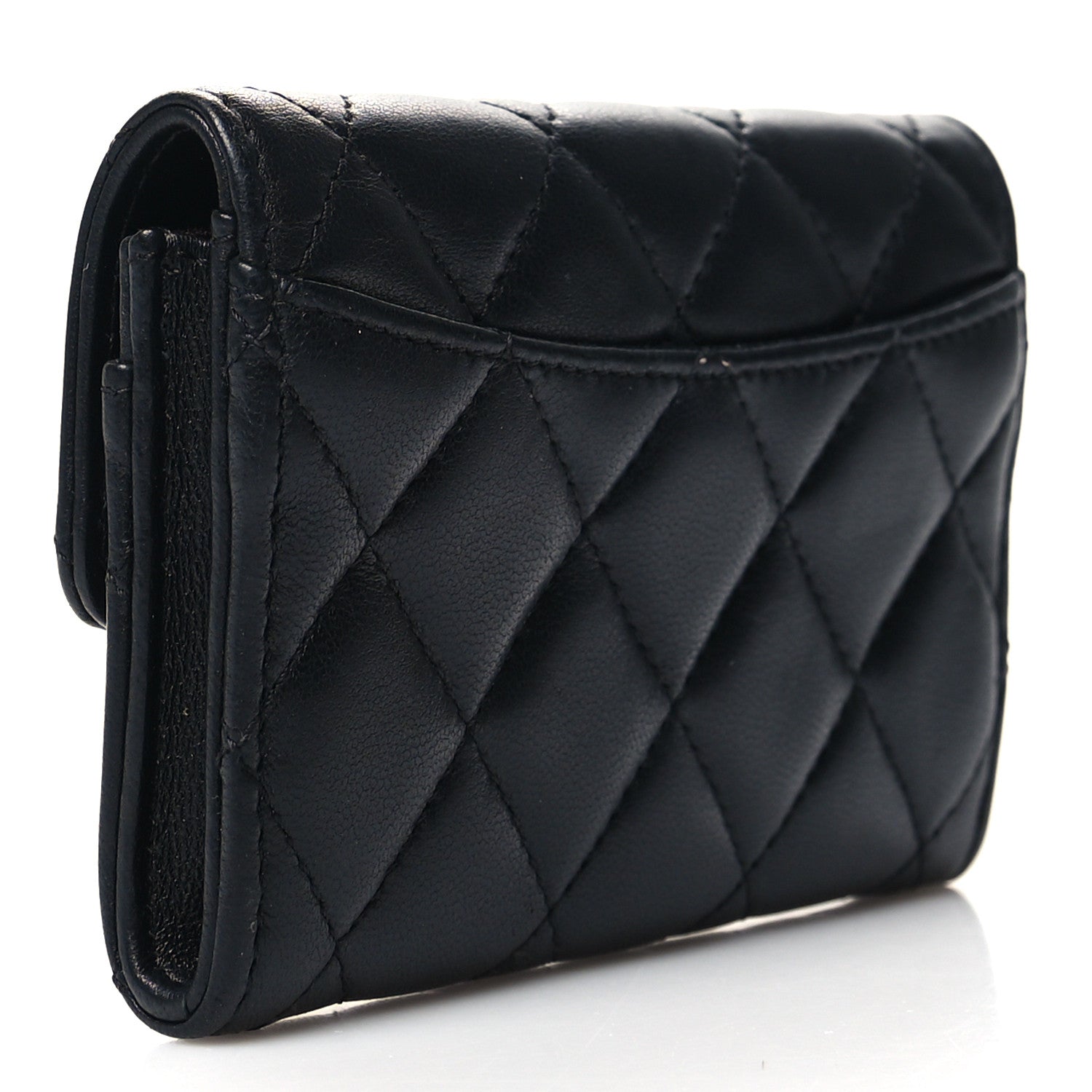 Chanel Lambskin Quilted Flap Card Holder Wallet Black 3 of 9