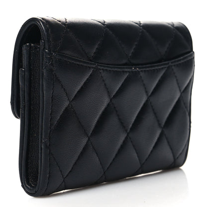 Chanel Lambskin Quilted Flap Card Holder Wallet Black 3 of 9