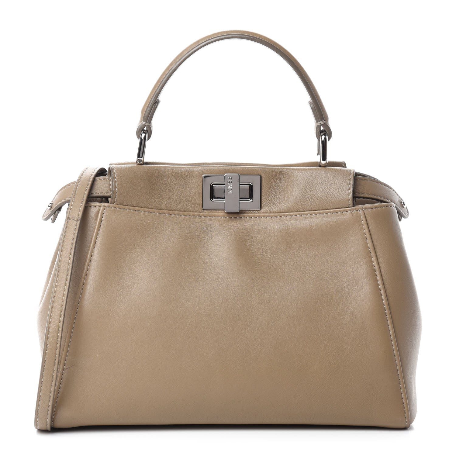 Fendi Nappa Mini Peekaboo Iconic Satchel Tortora 1 of 11