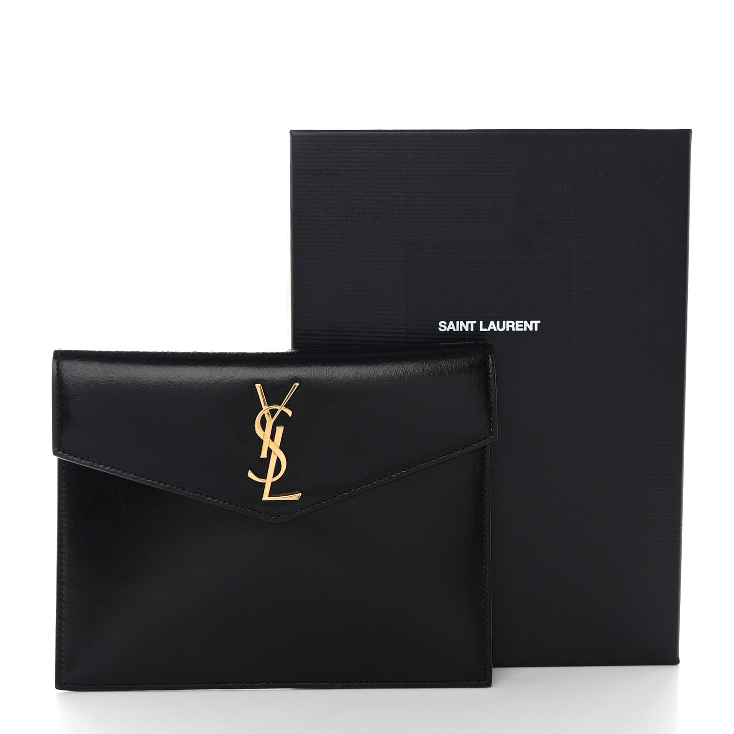 Saint Laurent Smooth Shiny Calfskin Monogram Uptown Baby Pouch Black 8 of 8