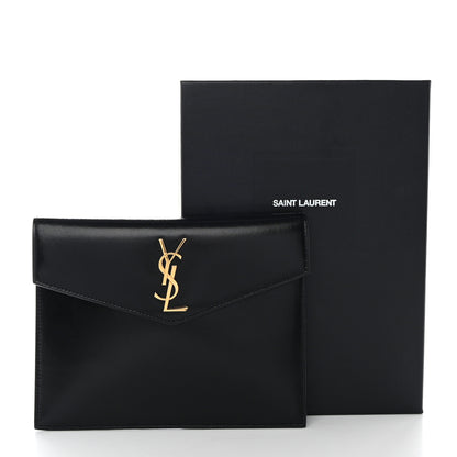 Saint Laurent Smooth Shiny Calfskin Monogram Uptown Baby Pouch Black 8 of 8