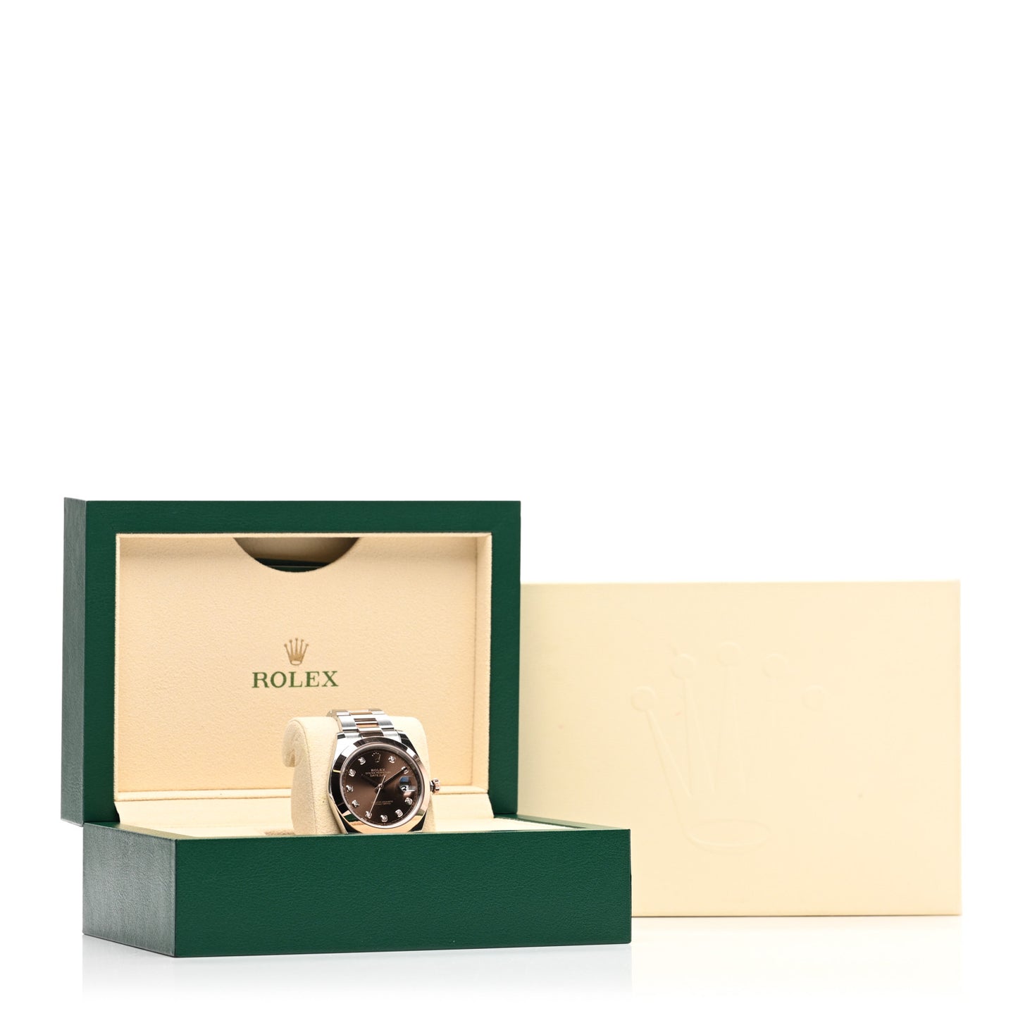 Stainless Steel 18K Everose Gold Diamond 41mm Oyster Perpetual Datejust Watch Chocolate 126301