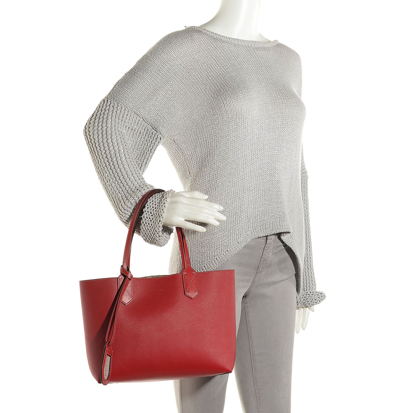 GG Supreme Monogram Small Reversible Tote Beige Red