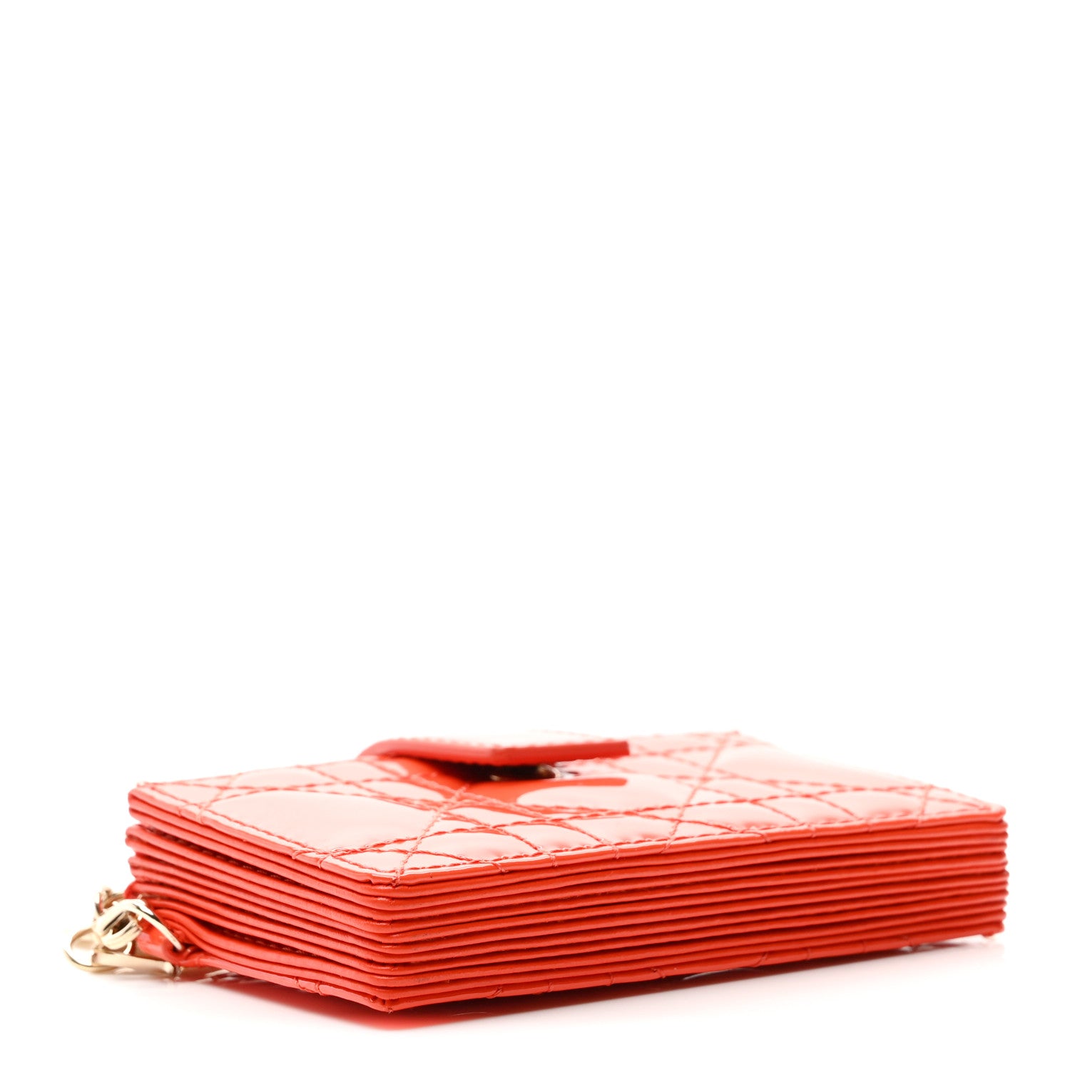 Christian Dior Patent Cannage Lady Dior 5-Gusset Card Holder Bright Orange 4 of 7