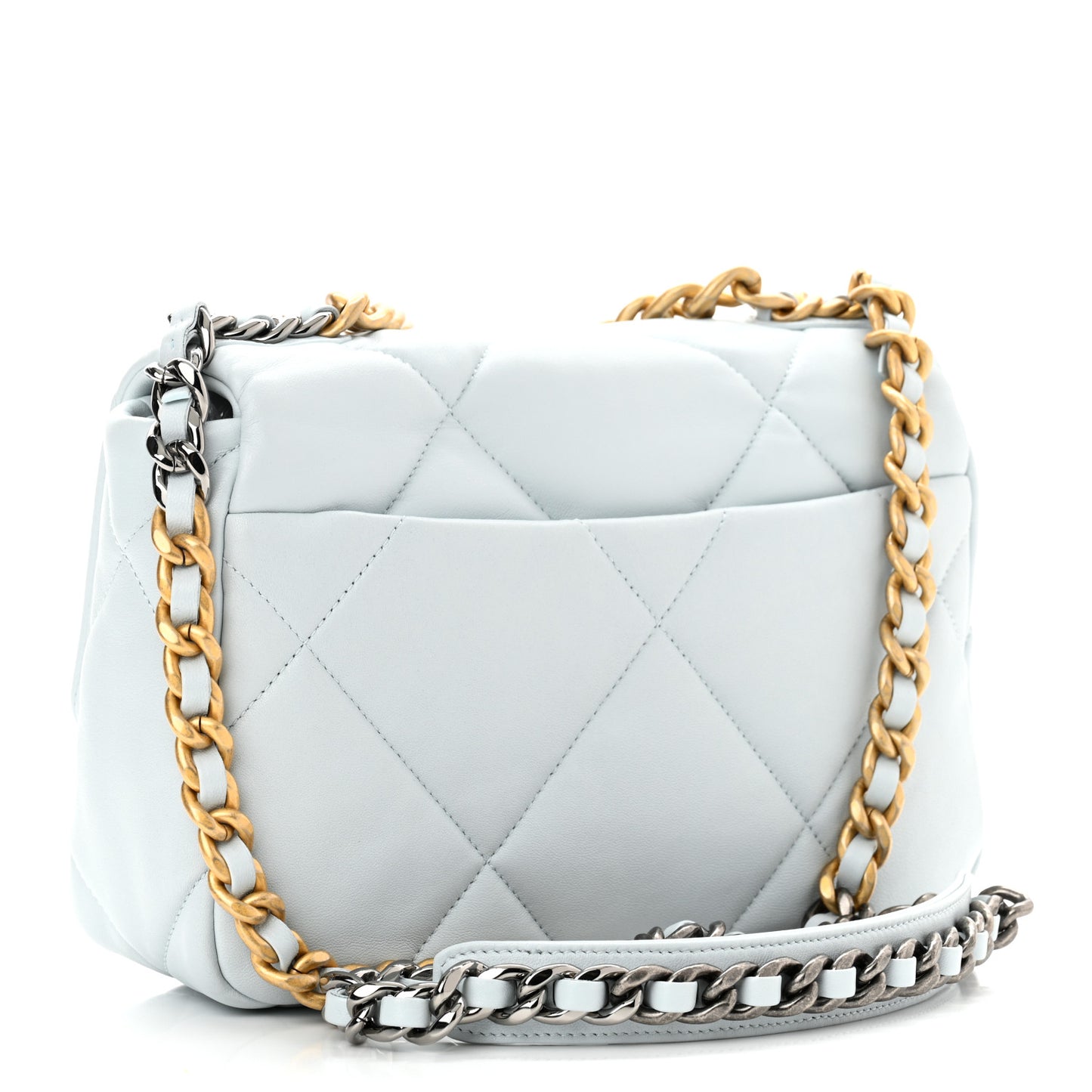 Lambskin Quilted Medium Chanel 19 Flap Light Blue