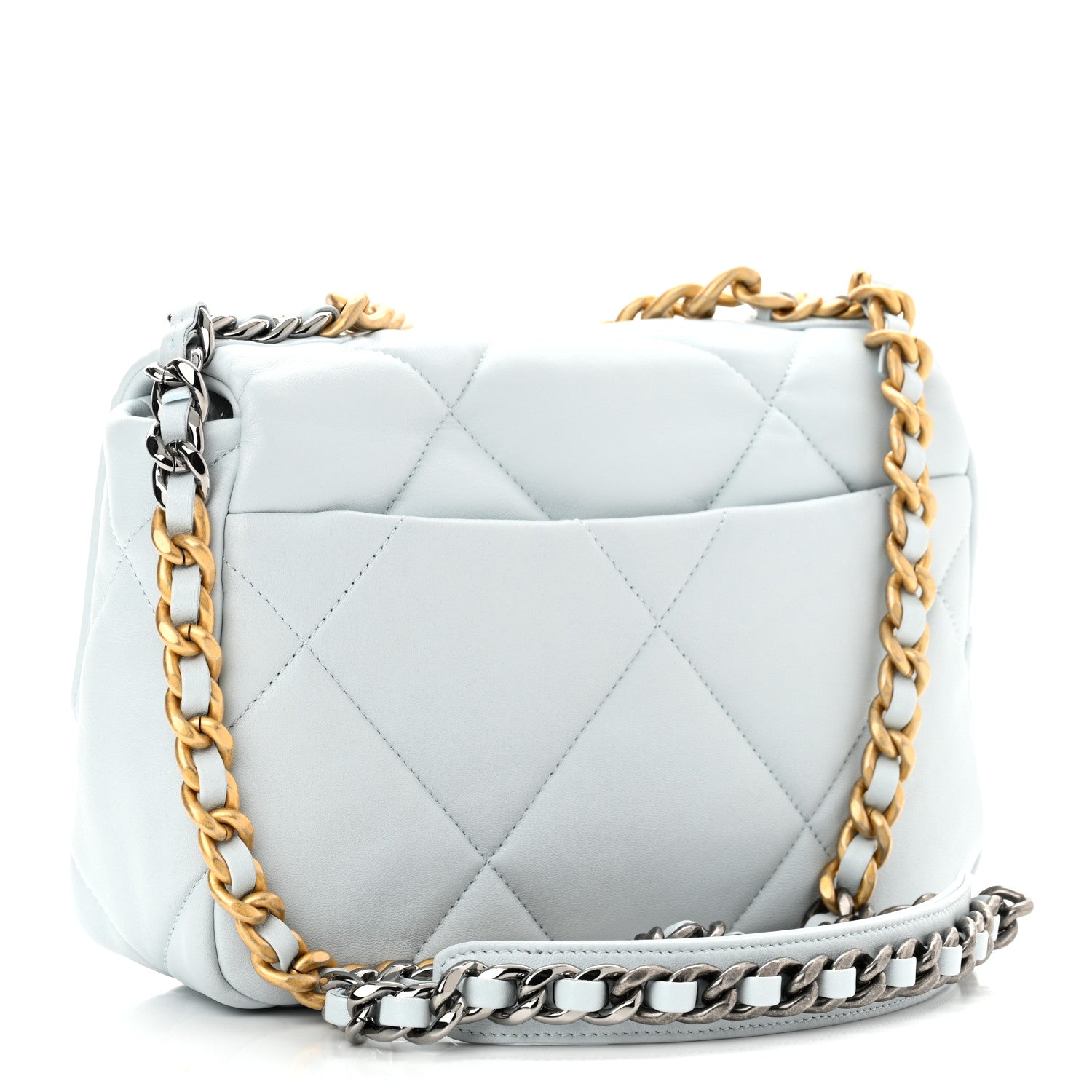 Chanel Lambskin Quilted Medium Chanel 19 Flap Light Blue 3 of 11