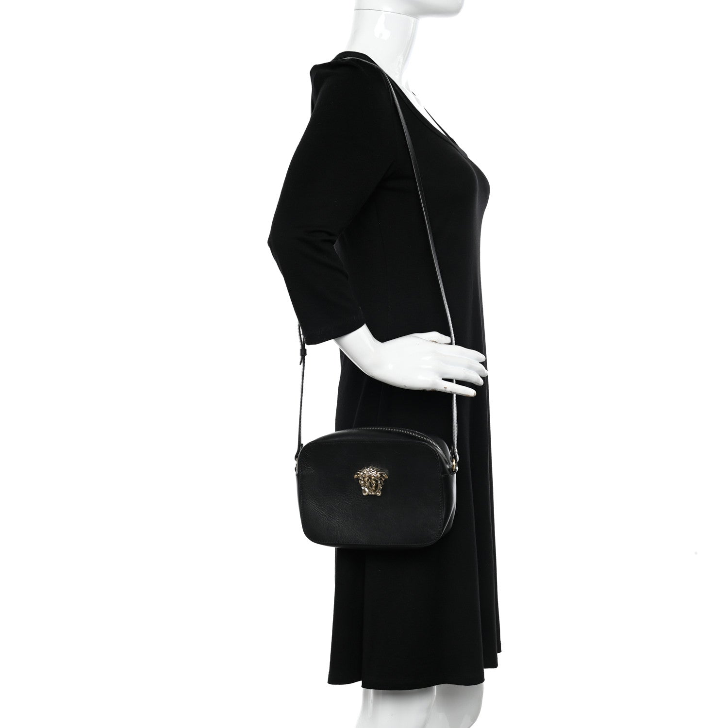 Versace Calfskin Palazzo Camera Bag Black 2 of 9