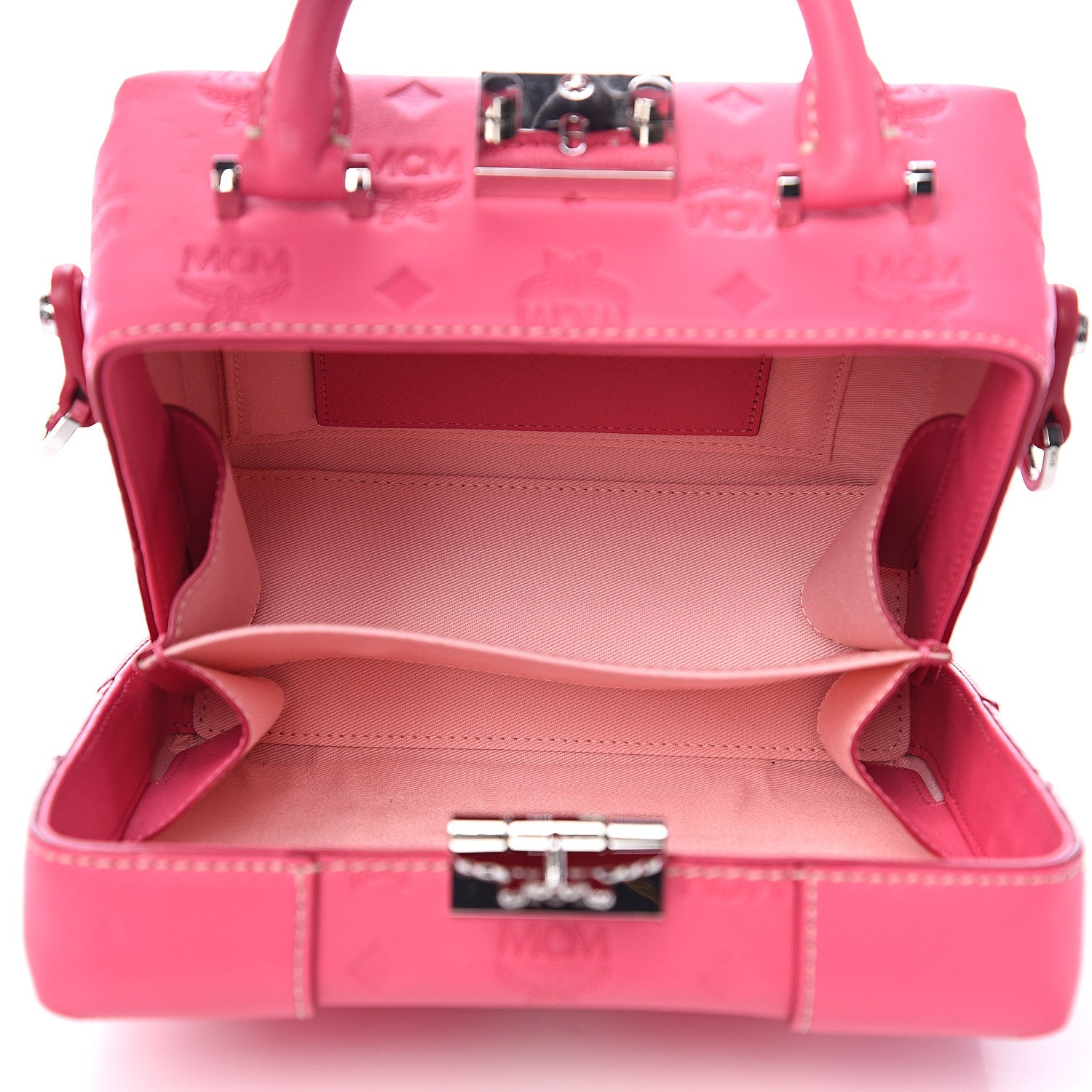 MCM Calfskin Ottomar Monogram Small Berlin Crossbody Sugar Pink 4 of 8