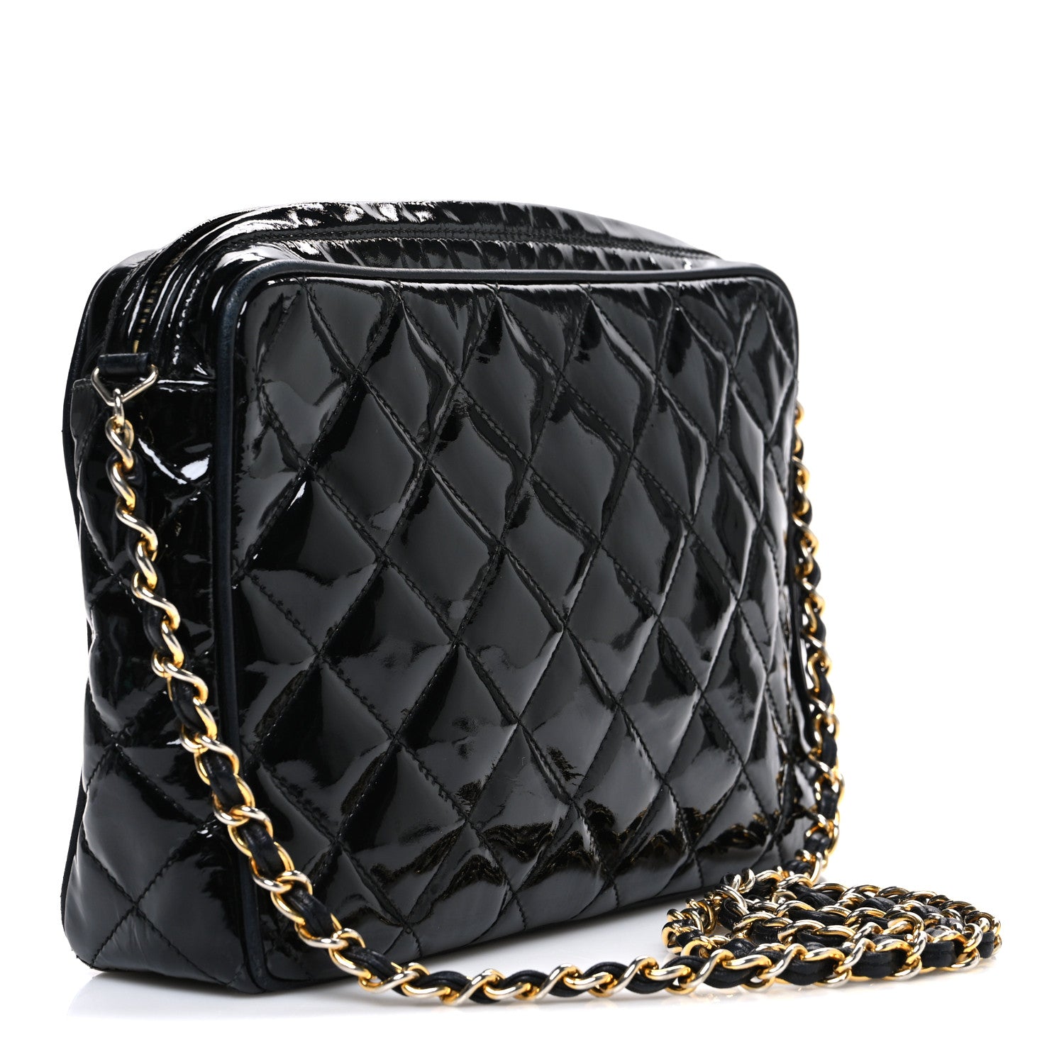 Chanel Patent Quilted Tassel Camera Case Black 2 of 9
