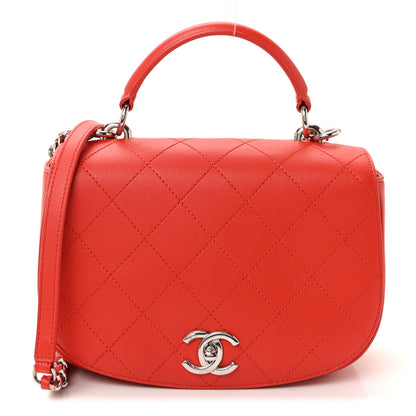 Chanel Calfskin Stitched Small Ring My Bag Flap Crossbody Red 1 of 10