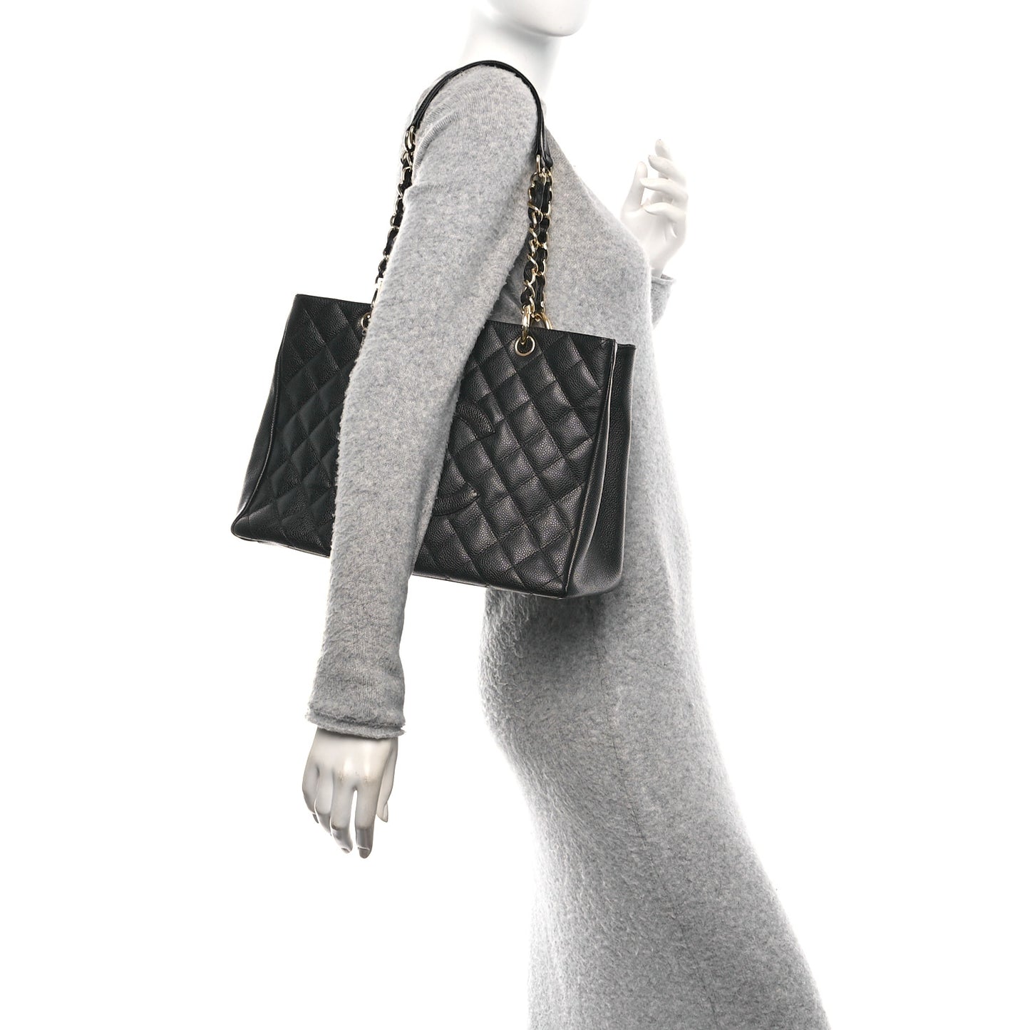Caviar Quilted Grand Shopping Tote GST Black