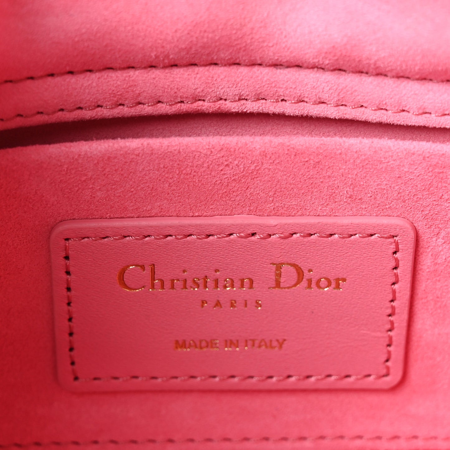 Lambskin Cannage Mini Lady D-Joy Fraise
