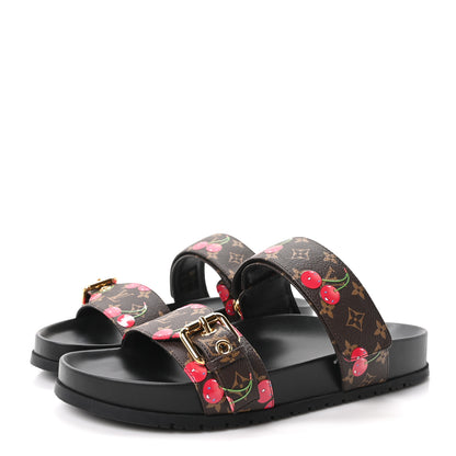 Louis Vuitton LV X TM Monogram Cerises Bom Dia Comfort Mule Sandals 39 4 of 10
