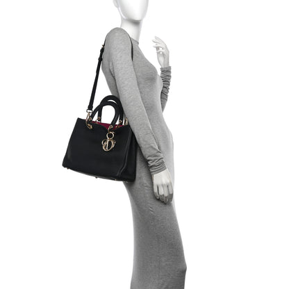 Christian Dior Bullcalf Medium Diorissimo Tote Black Rose Indien 2 of 11