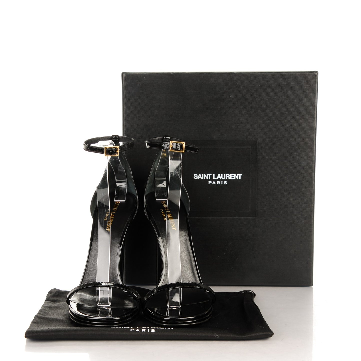 Patent Calfskin Jane 110 Ankle Strap Sandals 41 Black