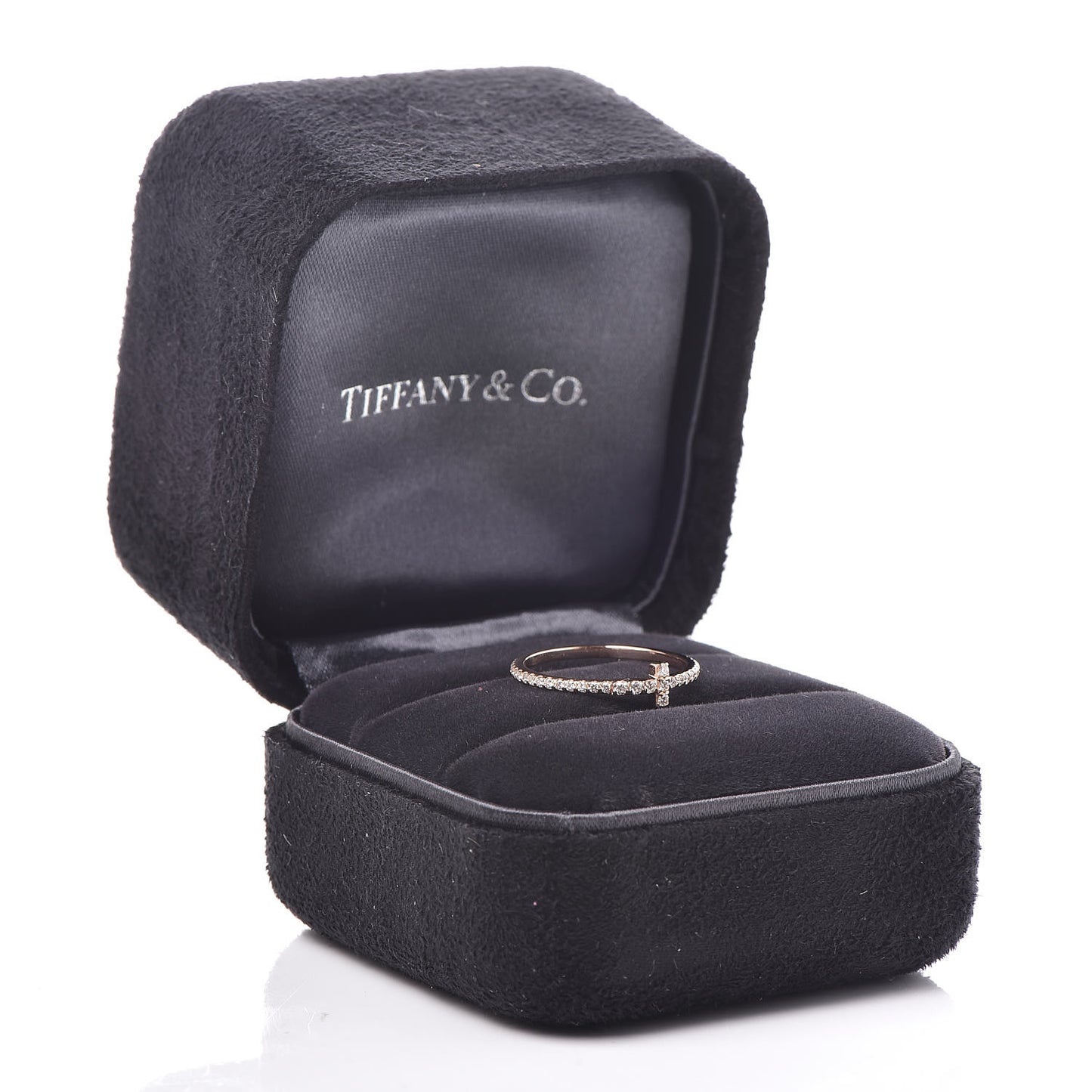 18K Rose Gold Diamond T Wire Band Ring 52 6