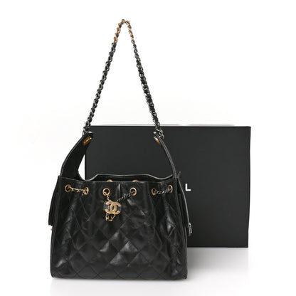 Chanel Shiny Crumpled Calfskin Quilted Small Chanel 25 Handbag Black 11 of 11
