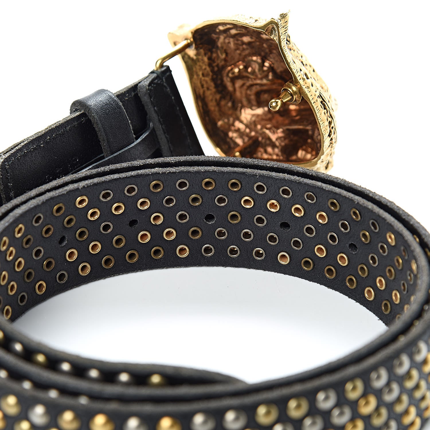 Gucci Calfskin Studded Feline Belt 90 36 Black 4 of 6