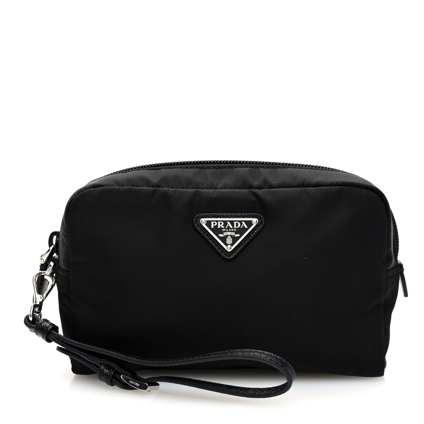 Re-Nylon Vela Saffiano Wristlet Black