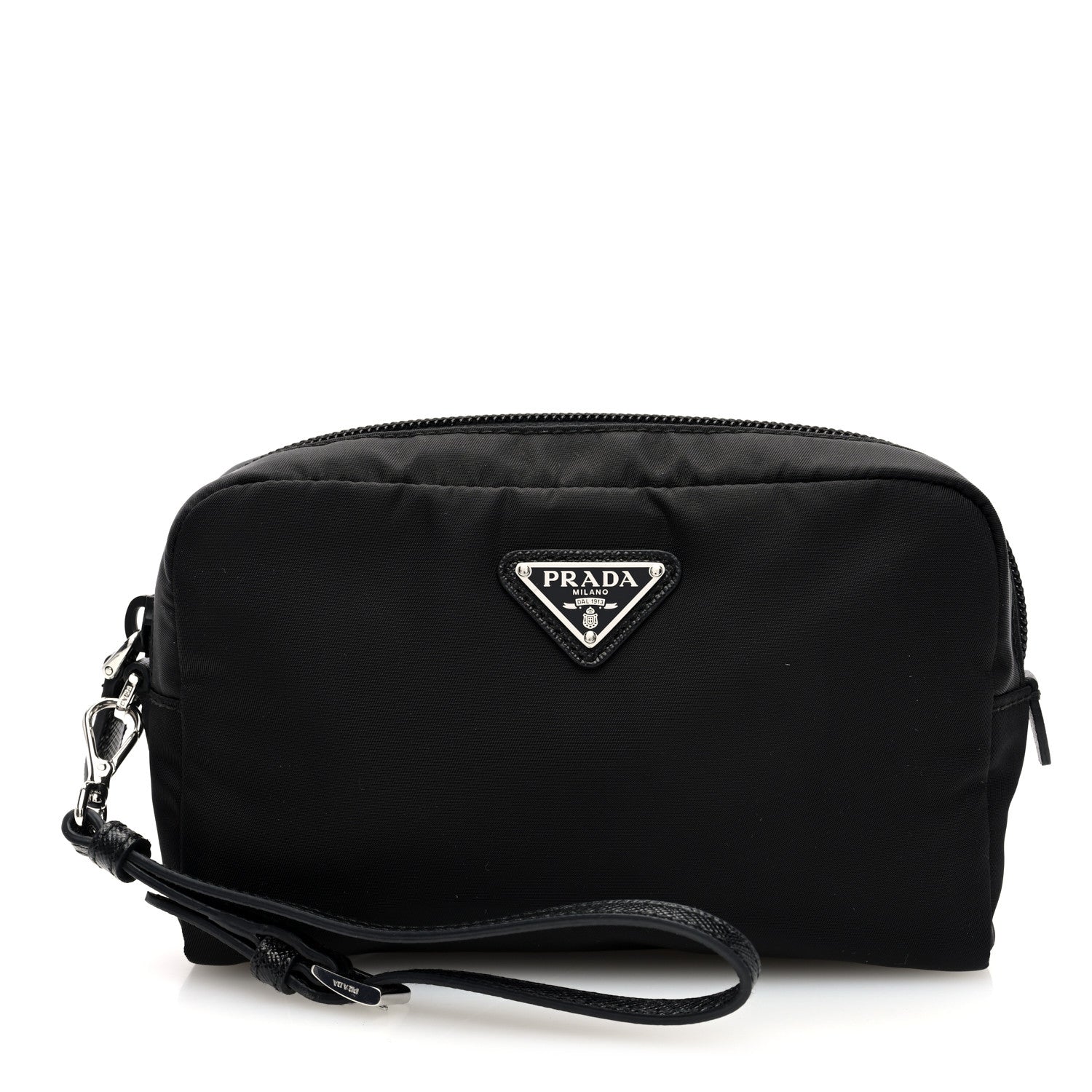 Prada Re-Nylon Vela Saffiano Wristlet Black 1 of 7