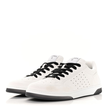 Chanel Calfskin Mens Logo Sneakers 42 Black White 3 of 9