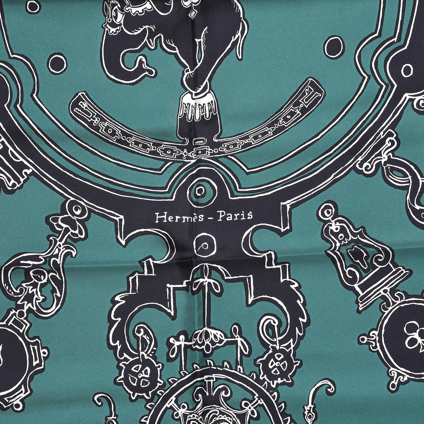 Silk Serio Ludere Scarf 90 Vert Black White