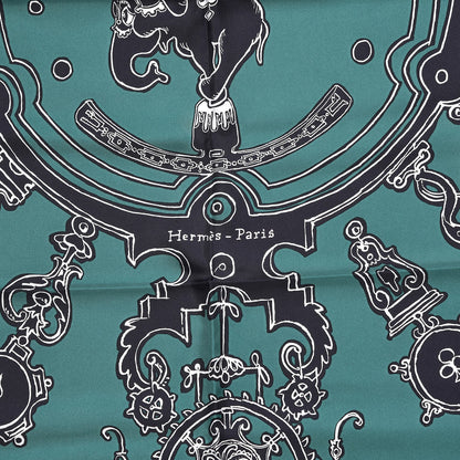 Hermes Silk Serio Ludere Scarf 90 Vert Black White 3 of 7