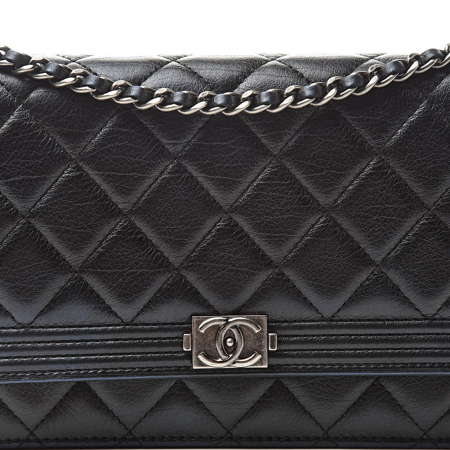 Chanel Aged Calfskin Calfskin Quilted Boy Wallet On Chain WOC Black 10 of 13