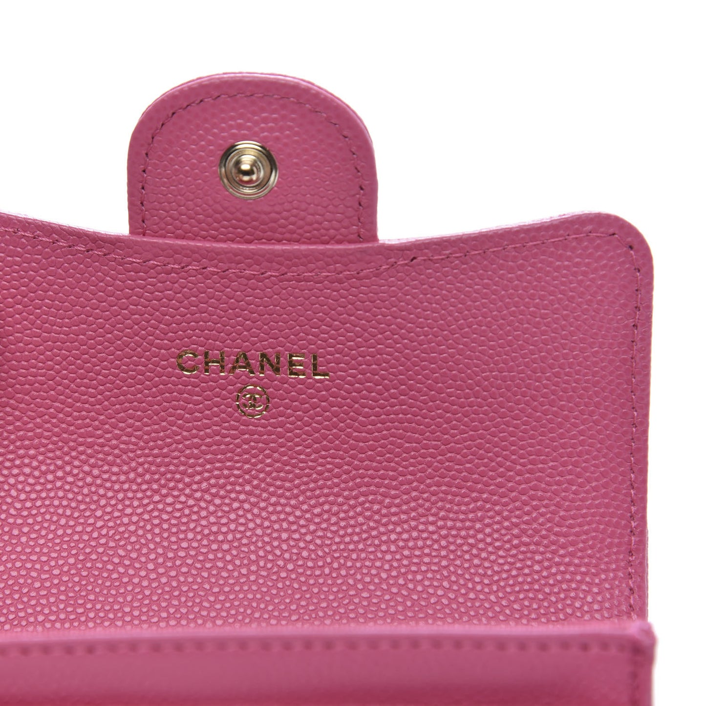 Caviar Quilted Flap Card Holder Wallet Pink