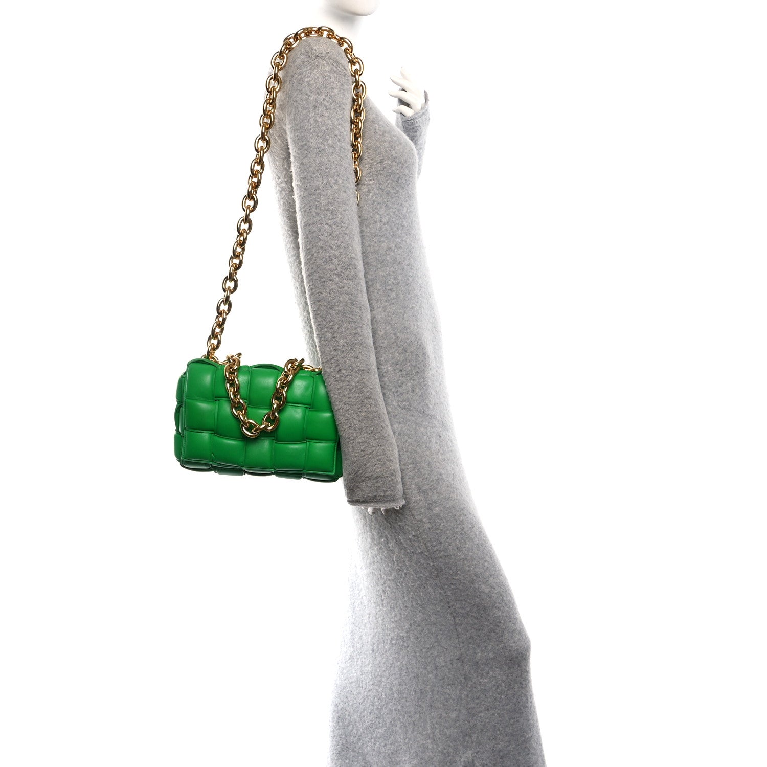 Bottega Veneta Lambskin Maxi Intreccio Padded Chain Cassette Crossbody Bag Racing Green 2 of 10