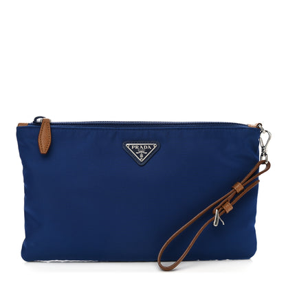 Prada Tessuto Nylon Saffiano Wristlet Bluette 1 of 8