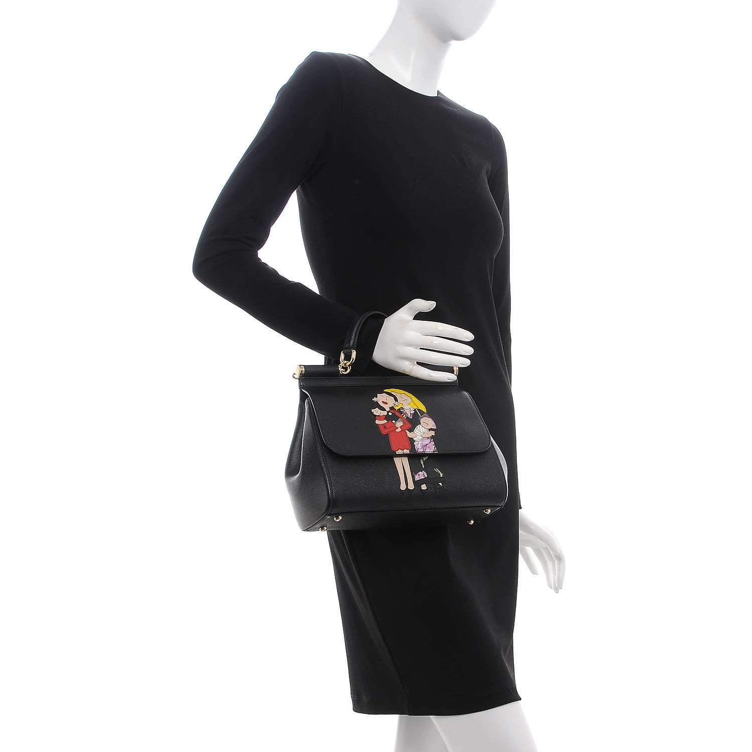 Dolce & Gabbana Dauphine Medium DG Family Patch Miss Sicily Satchel Black 2 of 11