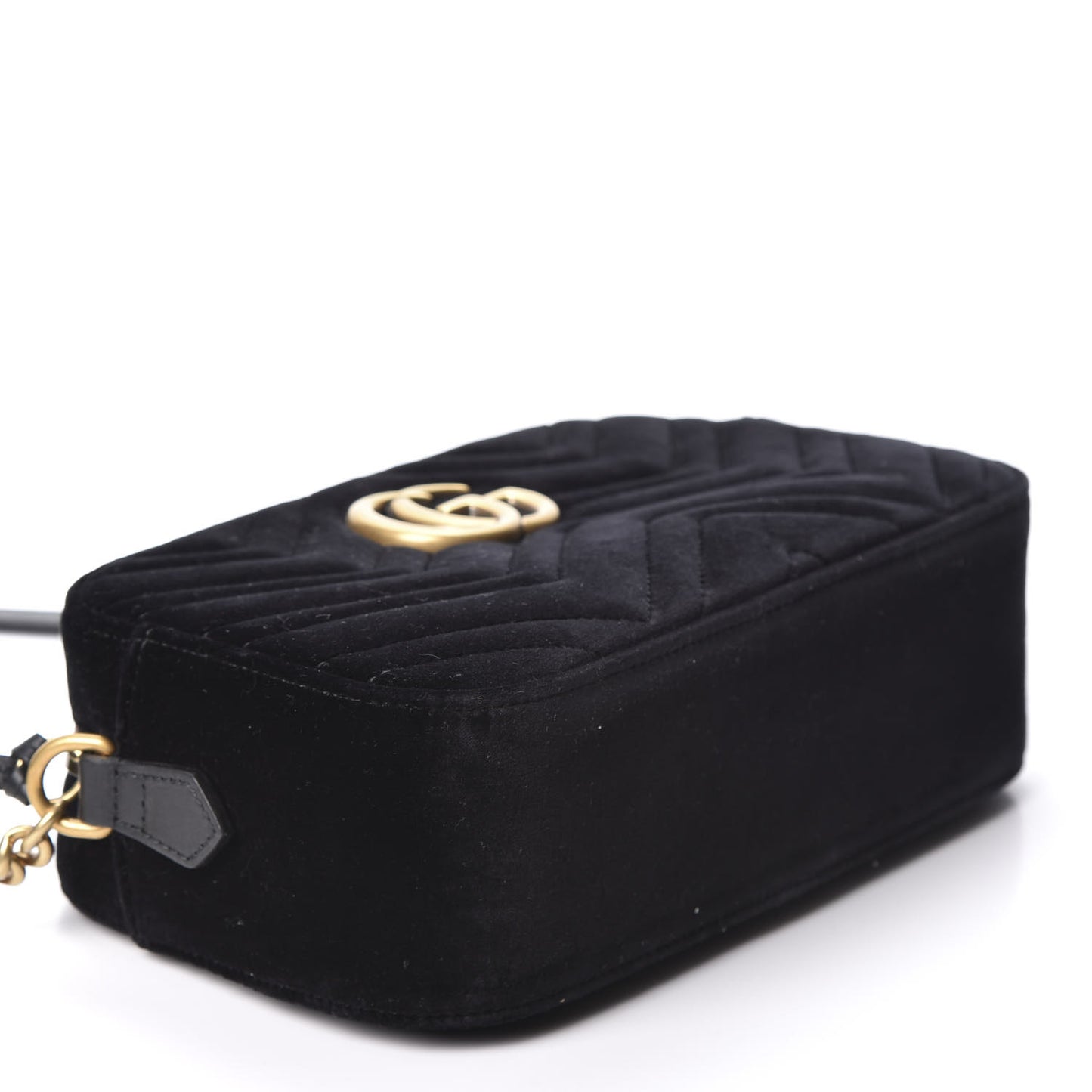 Velvet Matelasse Small GG Marmont Chain Shoulder Bag Black