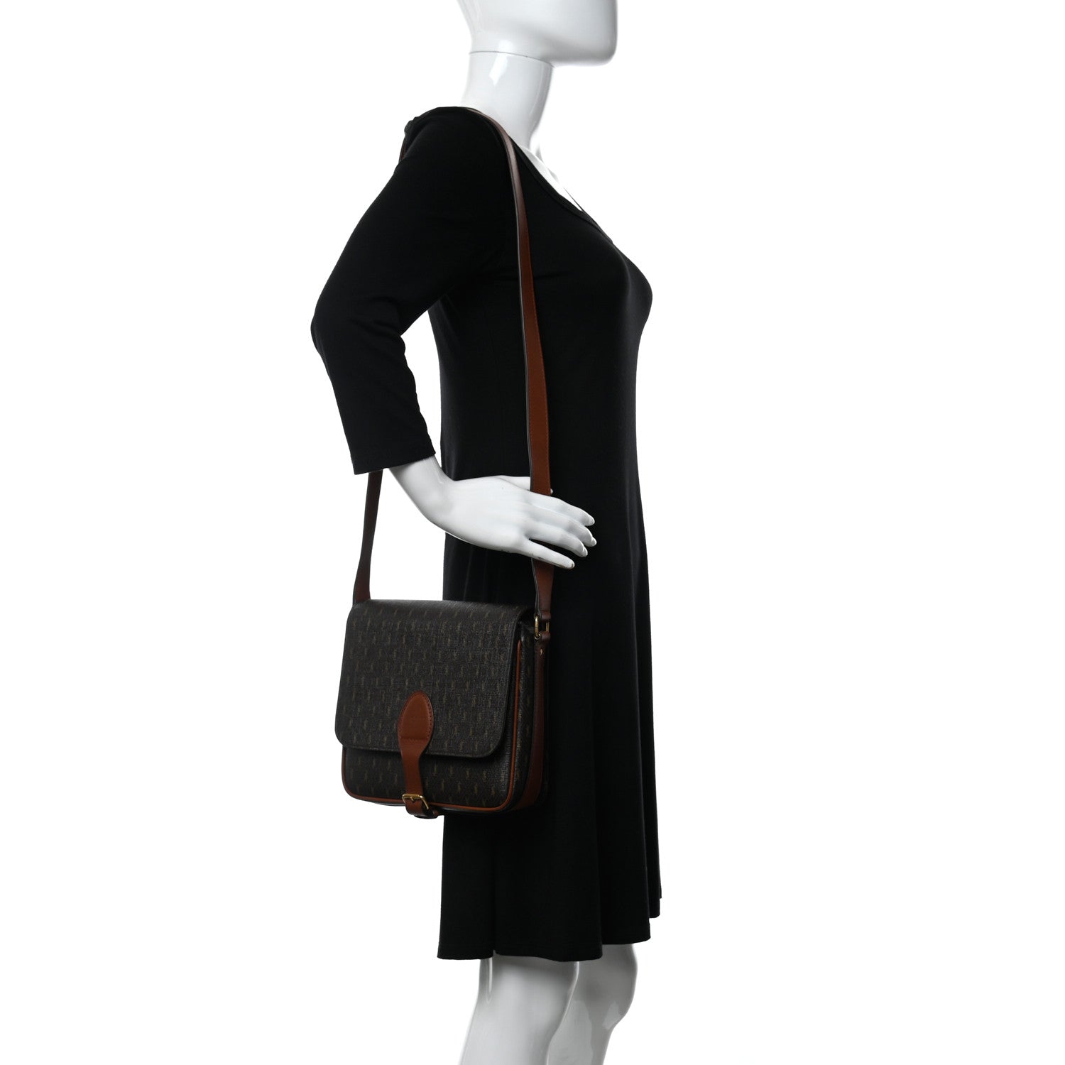 Saint Laurent Canvas Smooth Calfskin Le Monogramme Medium Buckle Satchel Chestnut 2 of 12