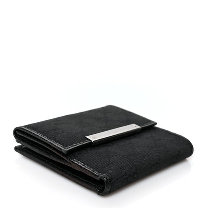 Gucci Monogram Textured Calfskin Metal Bar French Flap Wallet Black 4 of 11