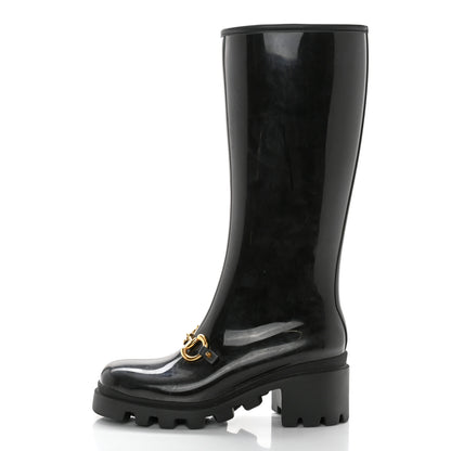 Gucci Rubber Horsebit Knee High Boots 41 Black 1 of 7
