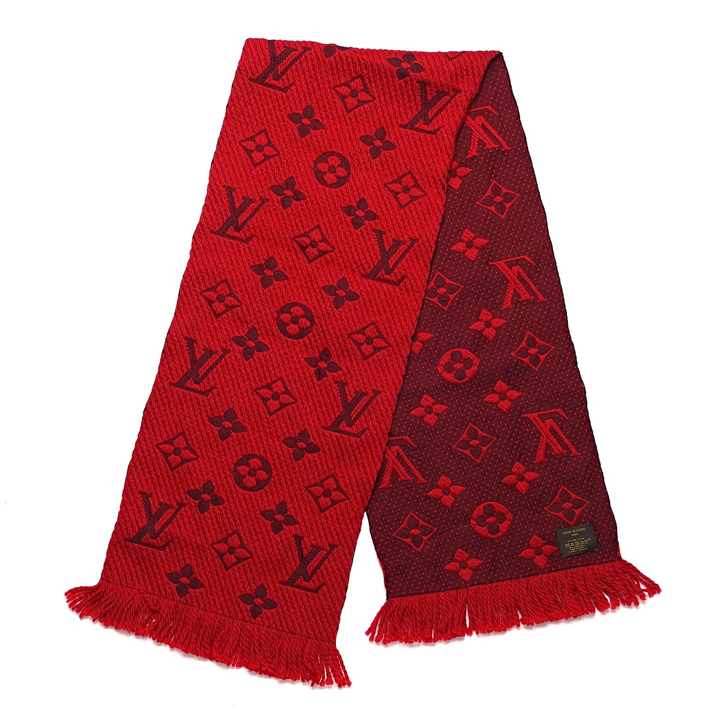Wool Silk Logomania Scarf Rubis