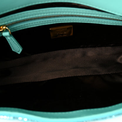 Fendi Sequin Paillettes Vitello Grace Sex and the City Baguette Spring Turquoise 8 of 19