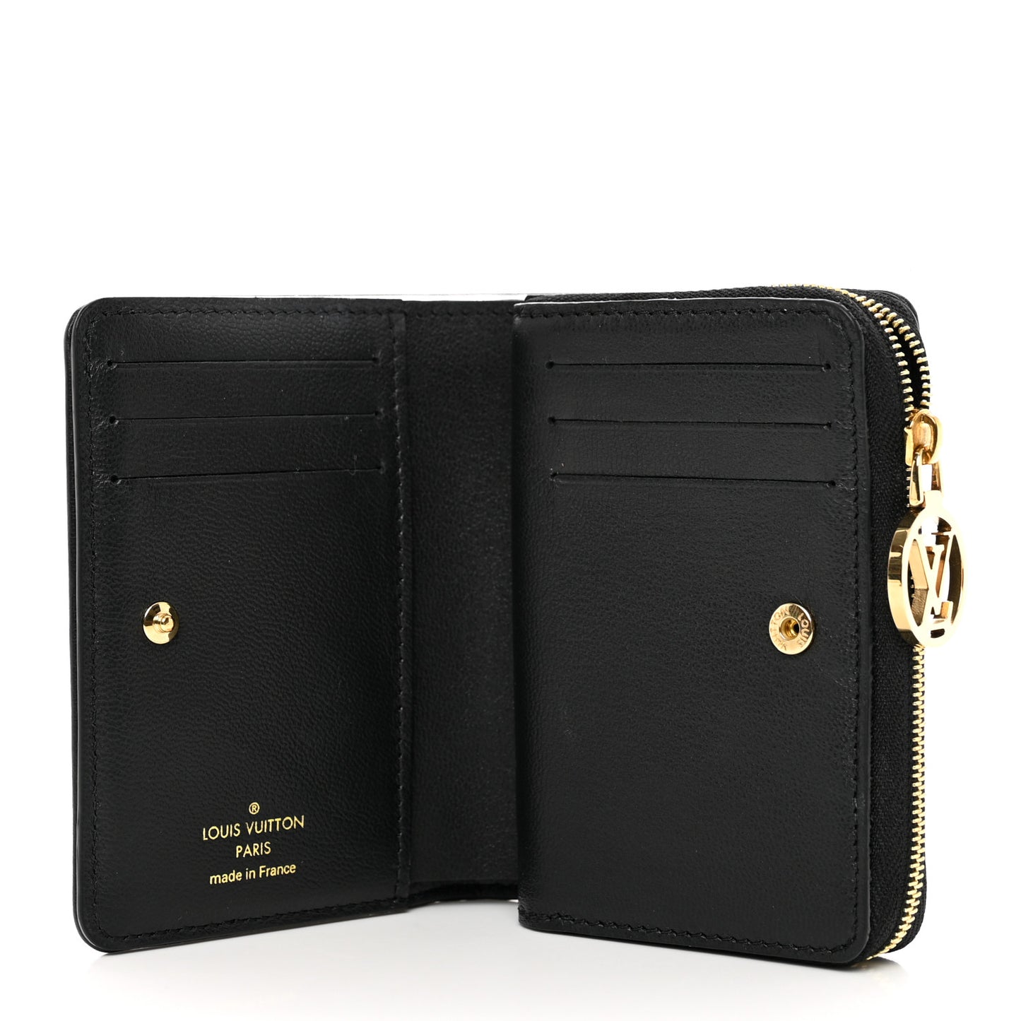 Lambskin Embossed Monogram Lou Coussin Wallet Black