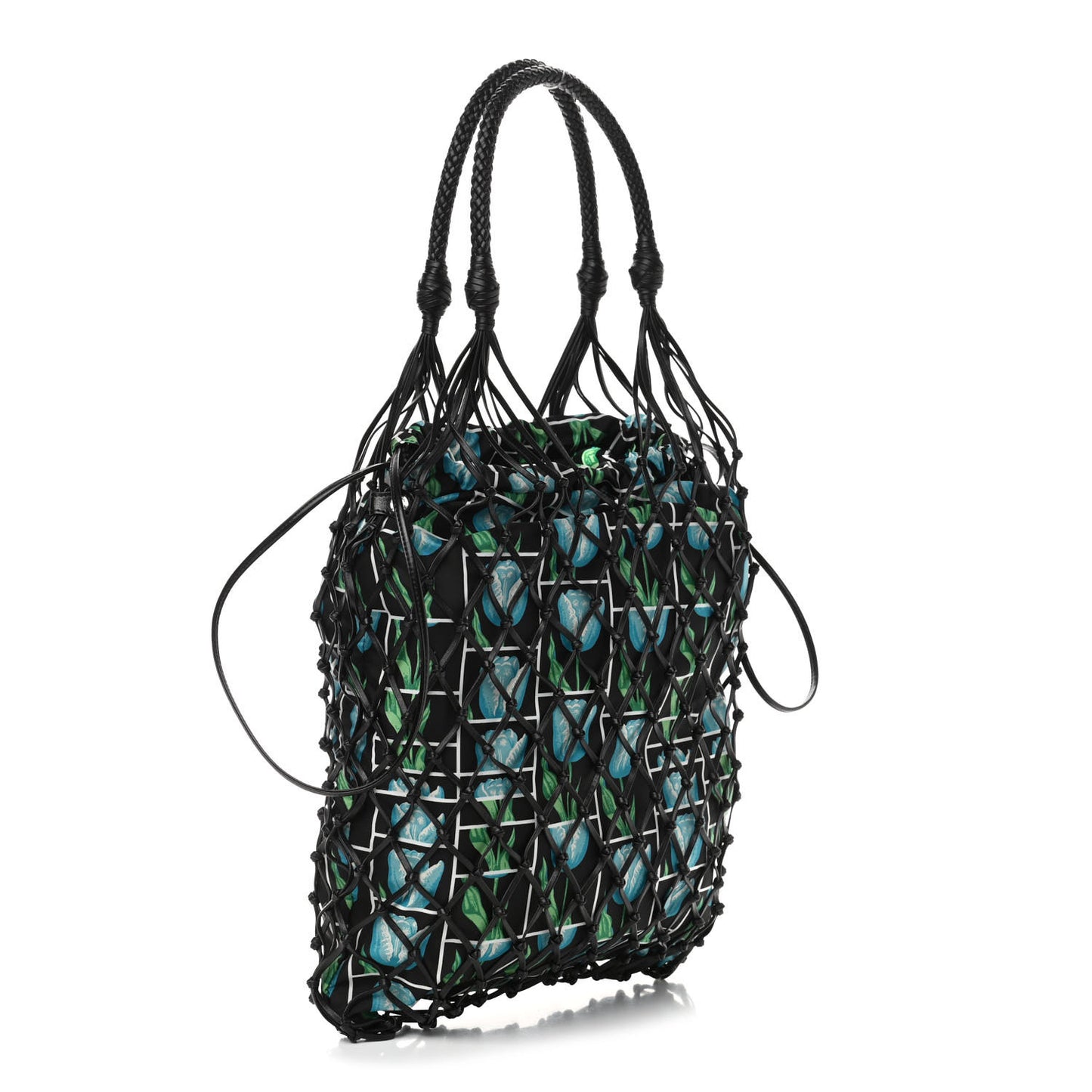 Tessuto Nylon Floral Print Net Tote Black Multicolor