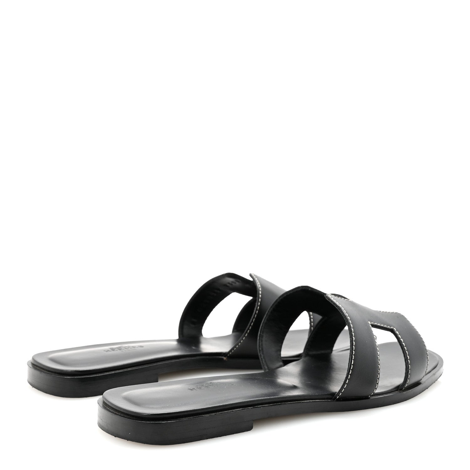 Hermes Box Calfskin Oran Sandals 38 Black 5 of 10