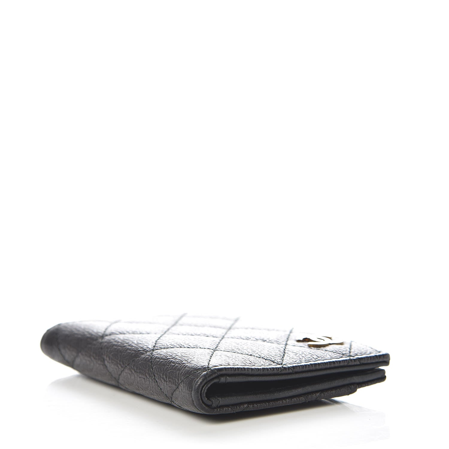 Chanel Logo Calfskin Embossed Quilted Card Holder Wallet Black 4 of 8