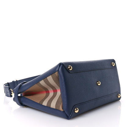 Burberry Derby Calfskin Vintage Check Medium Banner Tote Regency Blue 4 of 12