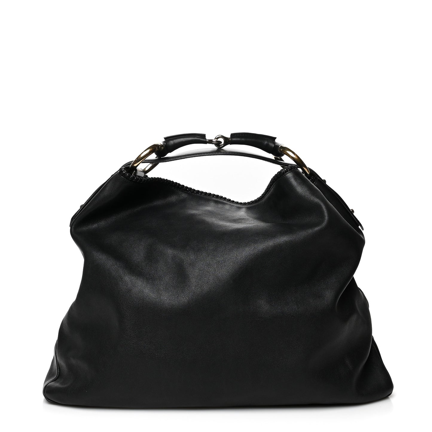 Calfskin Large Horsebit Chain Hobo Black