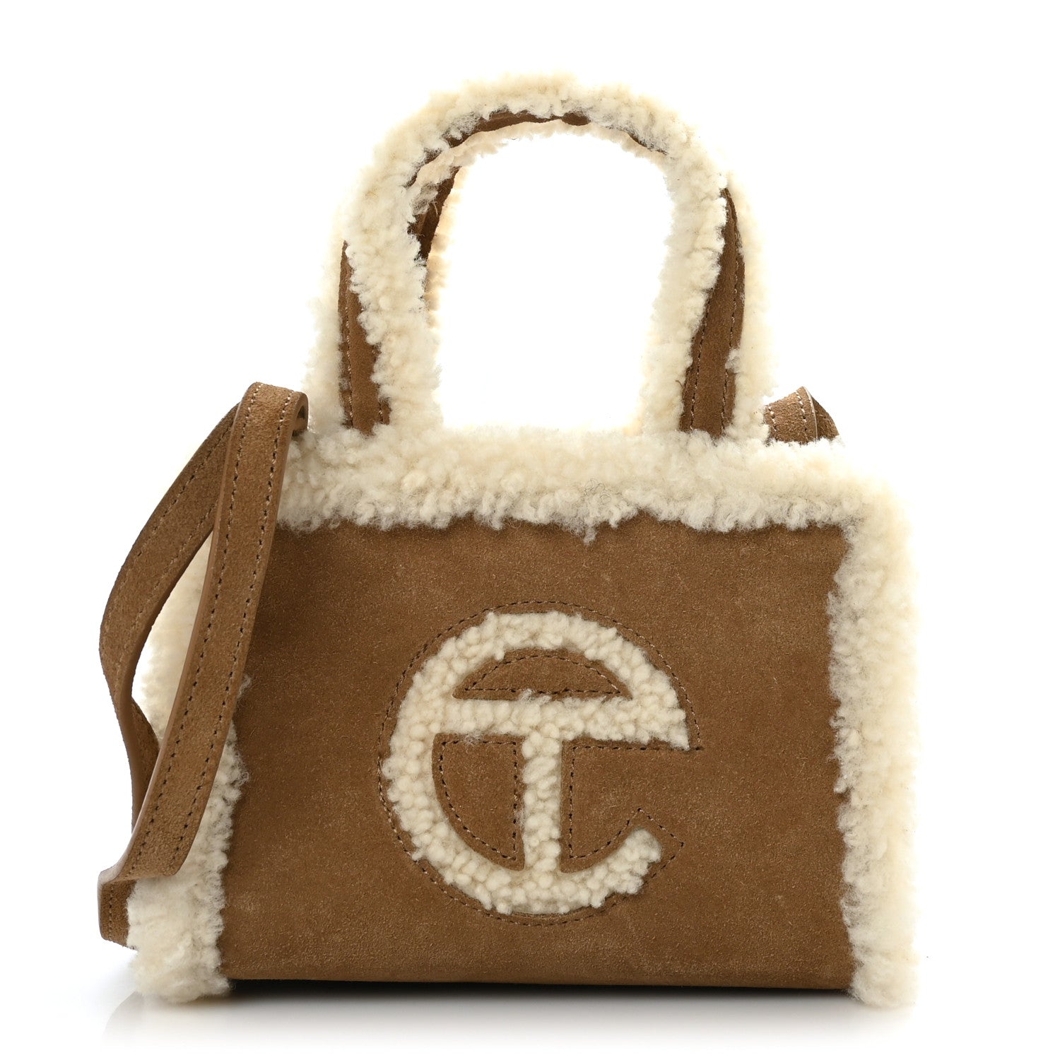 Telfar X UGG Suede Shearling Small Shopping Bag Chestnut 1 of 8