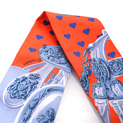 Hermes Silk Brides de Gala Love Twilly Orange Gris Bleuete Saumon 3 of 4