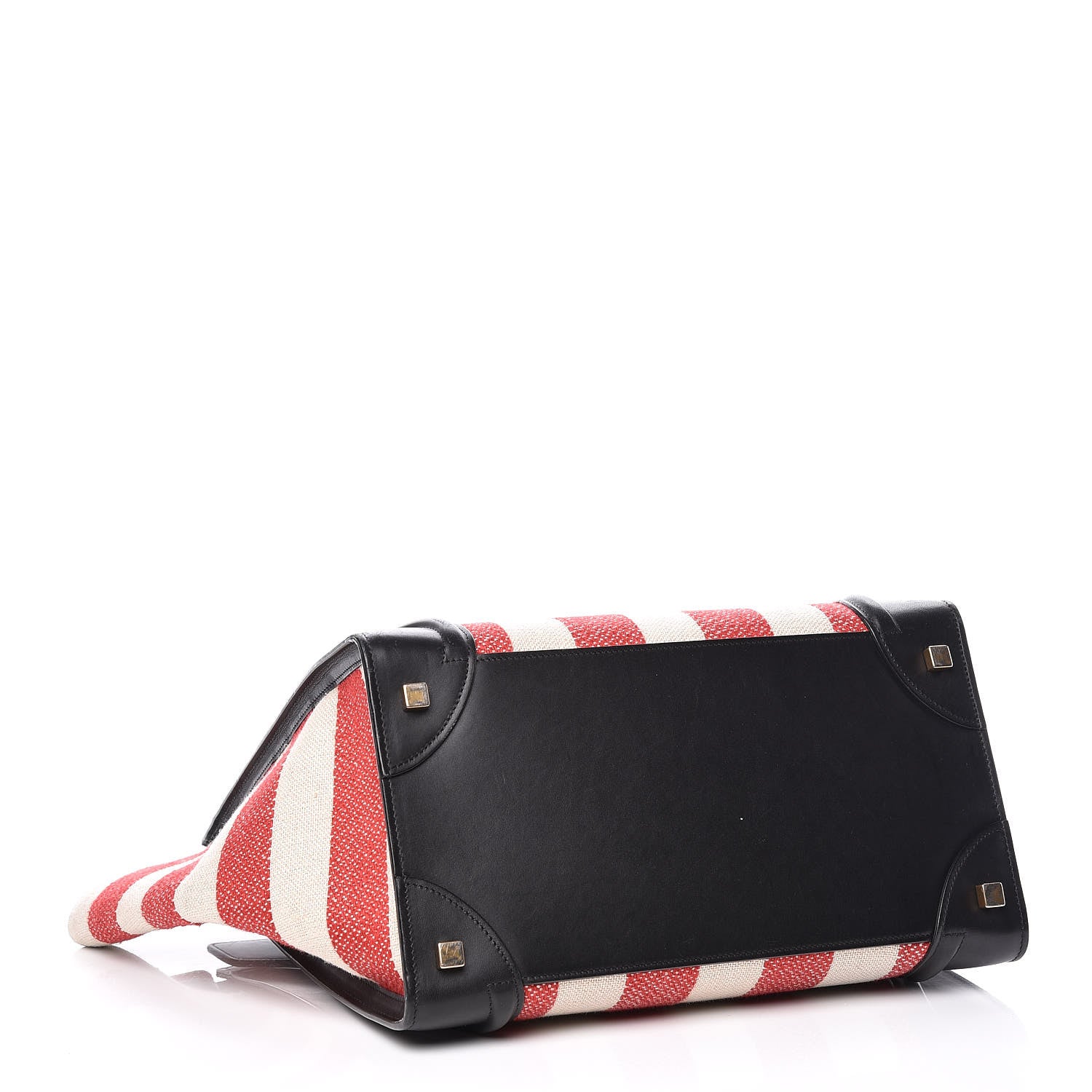 Celine Smooth Calfskin Canvas Bi-Color Striped Mini Luggage Red 4 of 14