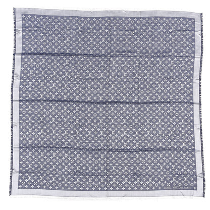Louis Vuitton Wool Silk Monogram Denim Shawl Blue 1 of 3